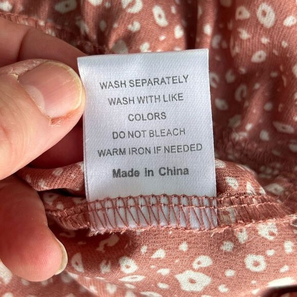 Rust Red Printed Ruffle Mini Dress - Size M - Picture 5 of 11